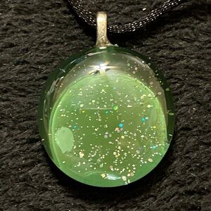 Exclusive Resin Elegant Green Pendant Necklace, One of a Kind, Handmade